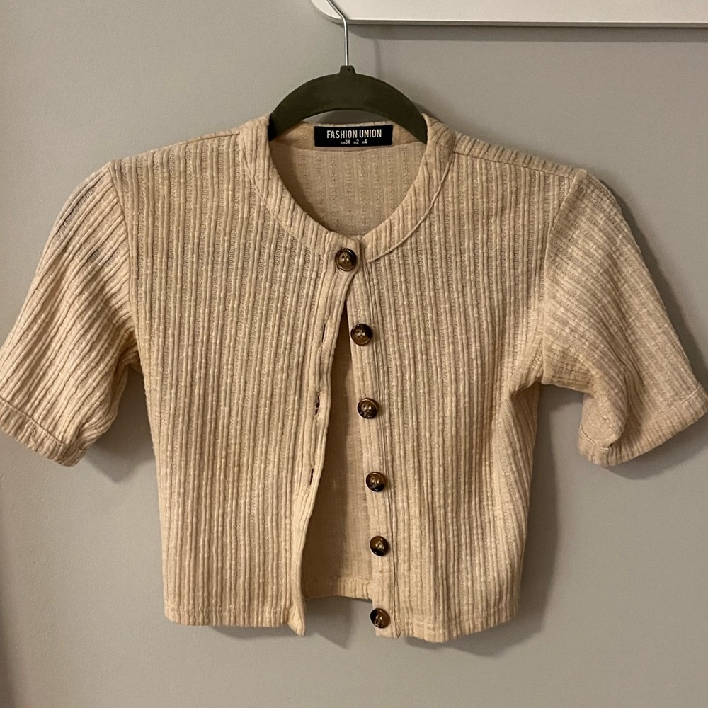 Fashion Union Button Up Sweater Cropped top